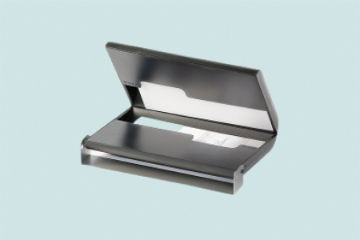 Bild von Visitenkartenetui - silber-schwarz, give and take